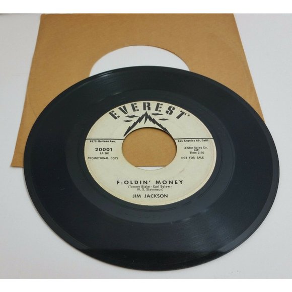 Jim Jackson Foldin Money May I 45 R&B Vinyl Record Everest 20001 Promo F-oldin' - Picture 3 of 3